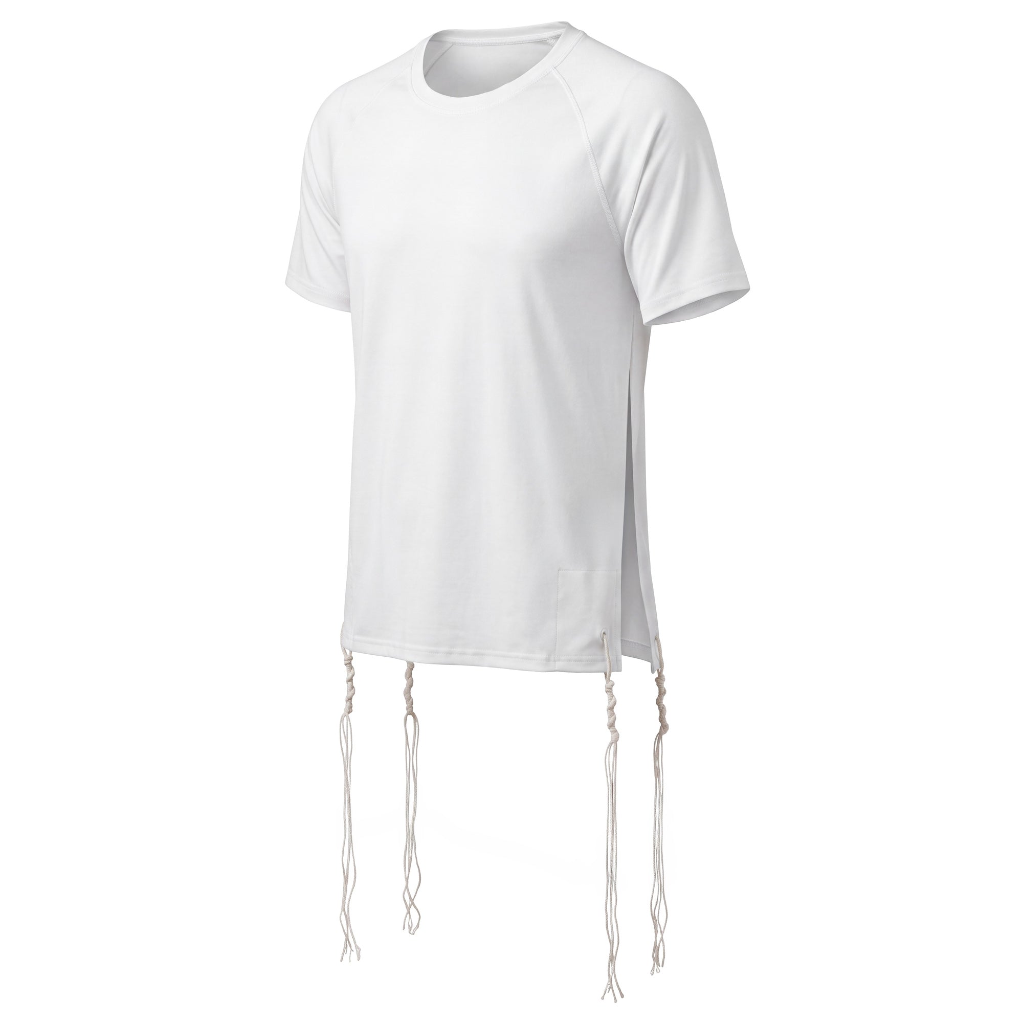 Short-Sleeve Sefard Tzitzit – Adult – Crew Neck – White